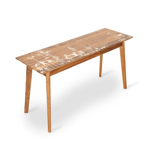 Ajji - Teak Study Table, White Art work | Alankaram