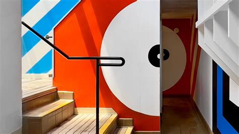 Wallpaper bench, steps, wall, geometry, stairs, interior hd, picture, image