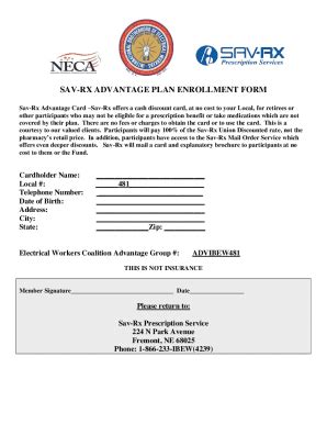 Fillable Online SAV-RX ADVANTAGE PLAN ENROLLMENT FORM Fax Email Print ...