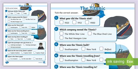 KS1 Titanic Paper Quiz | Twinkl History (teacher made)