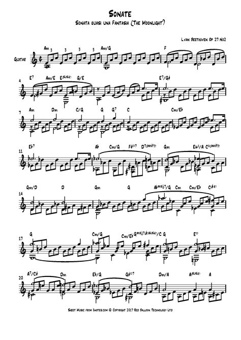Beethoven - Moonlight Sonata Sheet music for Lead Sheets - 8notes.com