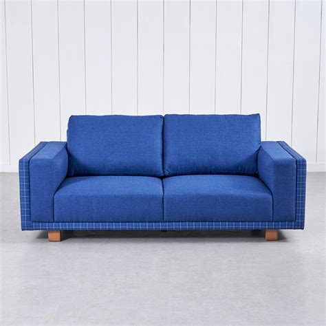 Buy Santorini Fabric 3+2 Seater Sofa Set with Cushions - Blue from Home ...