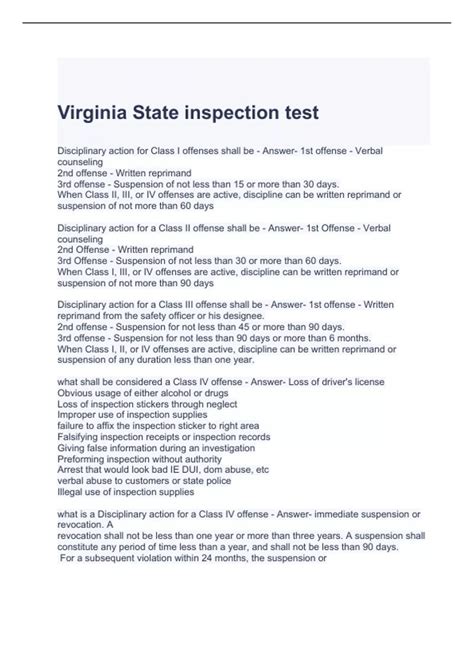 Virginia State inspection test 1 questions and answers - Va State ...