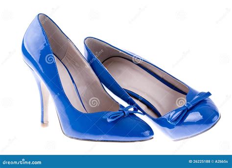 Pair blue women s shoes stock photo. Image of high, reflection - 26225188