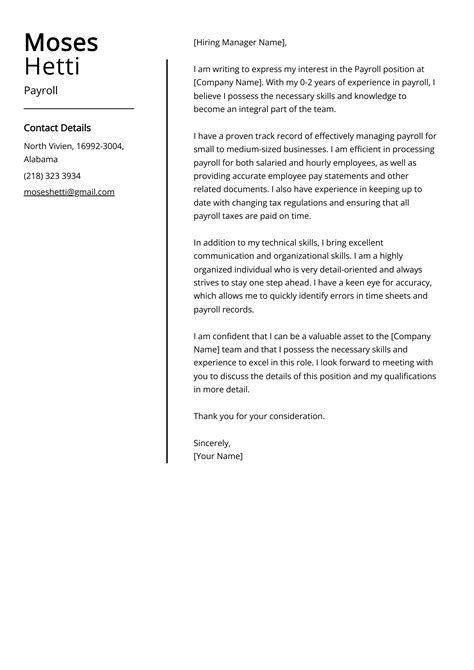 Payroll Cover Letter Examples (Template & 20+ Tips)