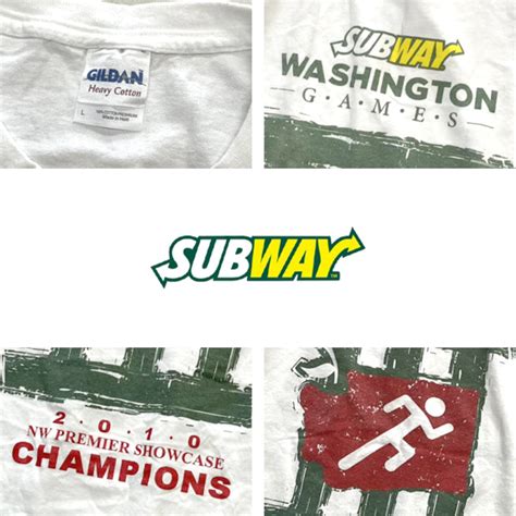 1点物 SUBWAYサブウェイ白バックプリントTシャツ古着メンズL/XLレディースOKアメカジ90sストリート/スポーツブランド白Tイベント ...