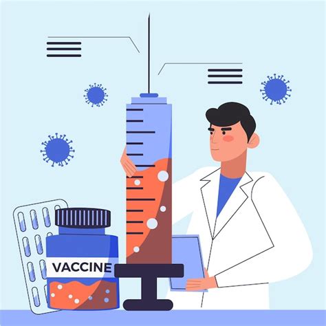 Vaccin in een groot spuit ontwikkelingsconcept | Gratis Vector