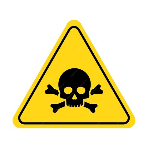 Danger toxic sign skull icon warning skull symbol death attention toxic poison yellow triangle ...