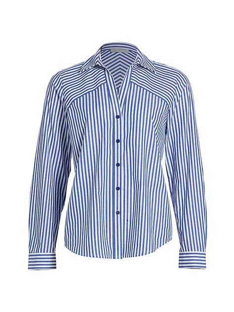 Shop Elie Tahari The Nikita Stripe Cotton Blouse | Saks Fifth Avenue
