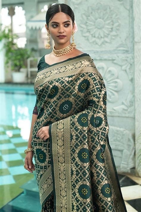 Buy Malachte Green Banarasi Saree 33150 Online | Karagiri