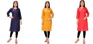 Fabthreads Women Solid Straight Kurta - Buy Fabthreads Women Solid ...
