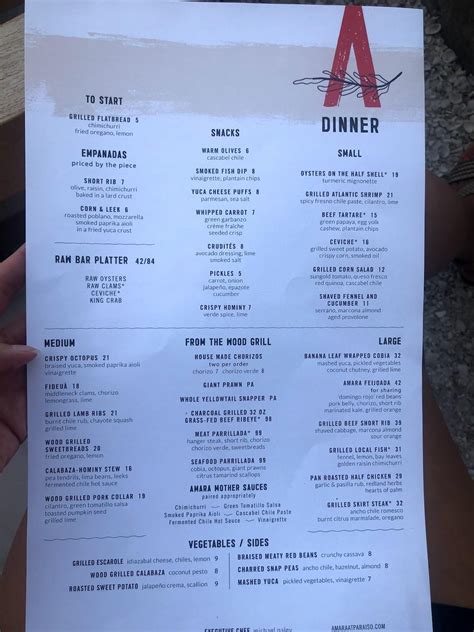 Carta del pub y bar Amara at Paraiso, Miami