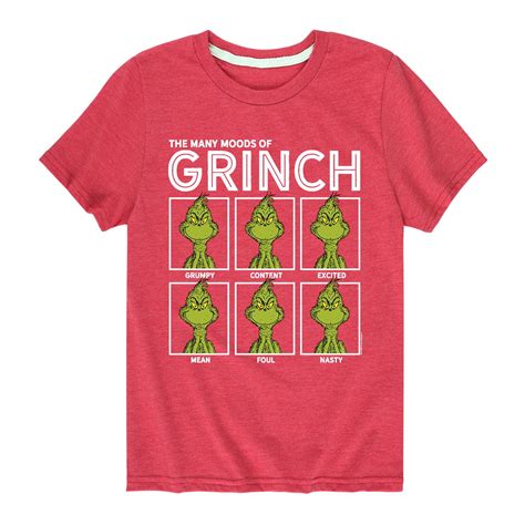 Dr. Seuss - Kids' The Many Moods Of Grinch - Short Sleeve Graphic T ...