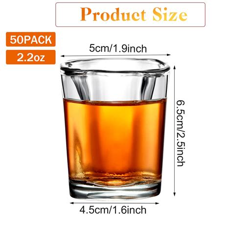 50 Pack 2.2 Ounce Shot Glasses Bulk Heavy Base Shot Glass Set Square ...