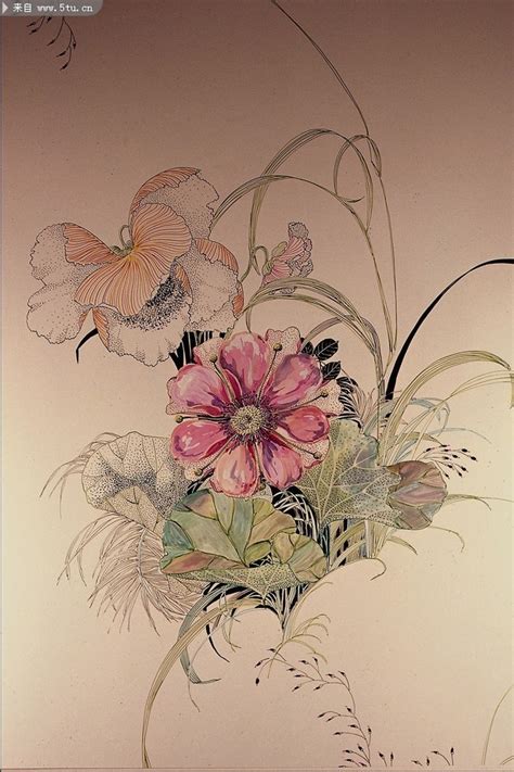 古代花卉工笔画-古代绘画-百图汇素材网
