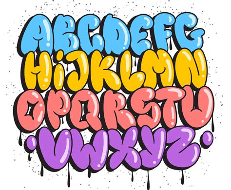 Alphabet In Graffiti Bubble Letters