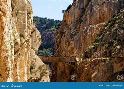 Beautiful View of Old Bridge in El Chorro Gorge Stock Photo - Image of ...
