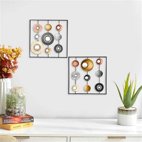 Buy Steffi Multicolour Glass Square Wall Art Set - Set of 2 from Home ...