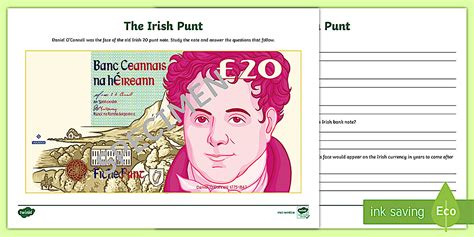 Daniel O'Connell Old Irish Punt Bank Note Study Worksheet
