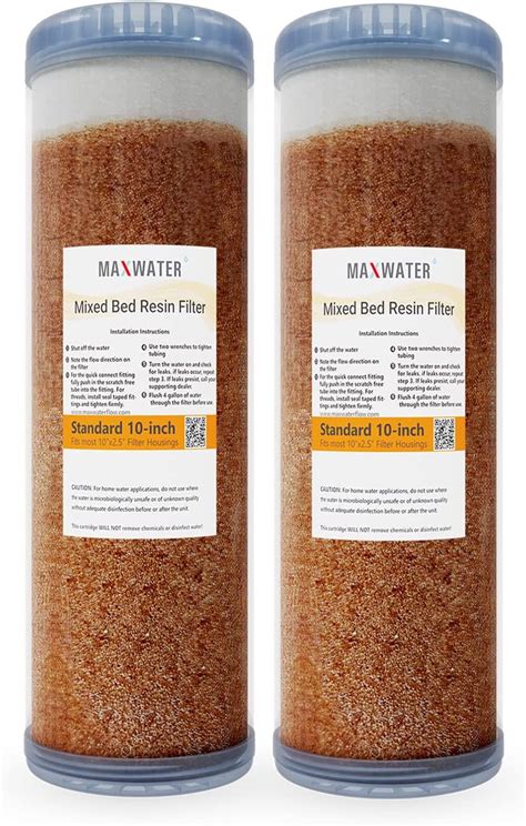 Buy 2-Pack Refillable Mixed Bed DI Resin Filter Cartridge Fits wide ...