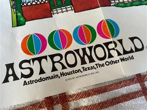 Vintage 1972 ASTROWORLD Six Flags TX Theme Park Map - Houston/Marvel ...