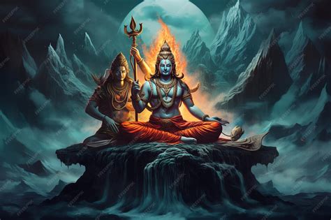 Premium Photo | Illustration of an image of shiva and vishnu in modern ...