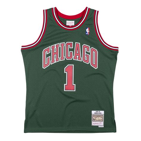Mitchell & Ness Chicago Bulls #1 Derrick Rose green Swingman Jersey ...