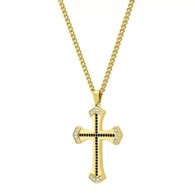 Steel Nation Men's Gold Tone Stainless Steel Cubic Zirconia Religious ...