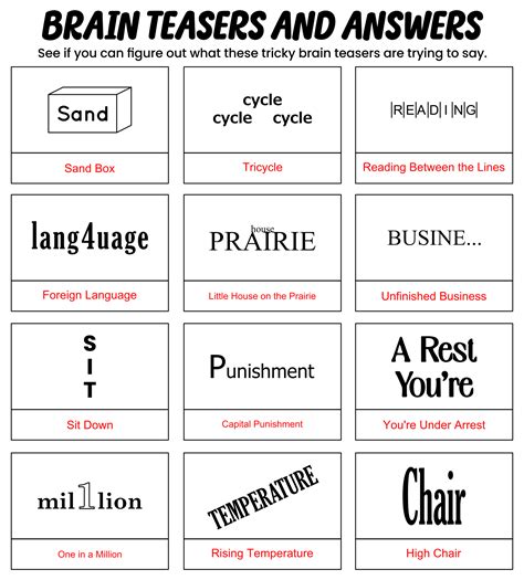 Rebus Puzzle Brain Teasers - 10 Free PDF Printables | Printablee