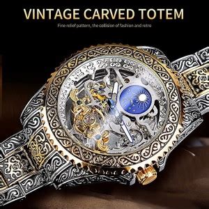 Forsining Vintage Engraved Série Mystère d'Art Rotatable Bezel Self ...