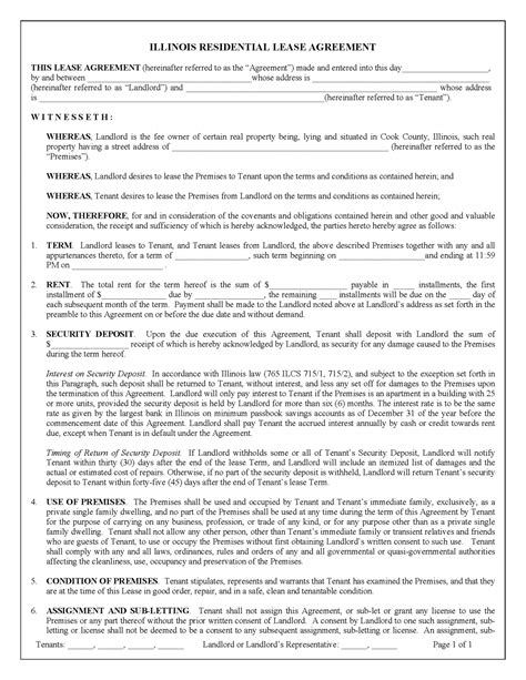 Free Illinois Standard Residential Lease Agreement | PDF | WORD | RTF