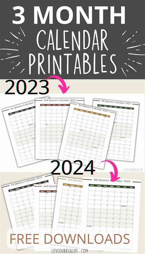 3 Month Calendar Printable 2024 | Calendar 2024 | Printable Calendar 2025