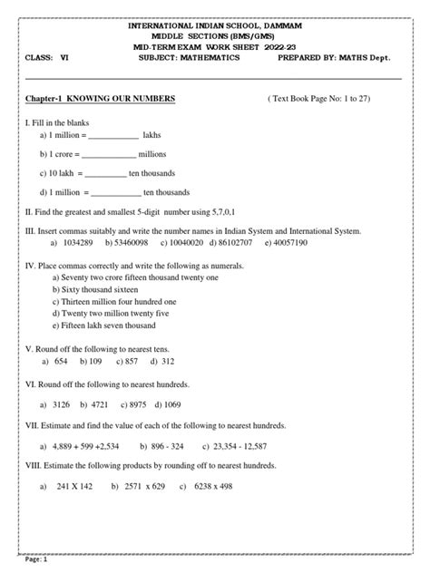 Image result for Class 6 Maths Chapter Wise Worksheets