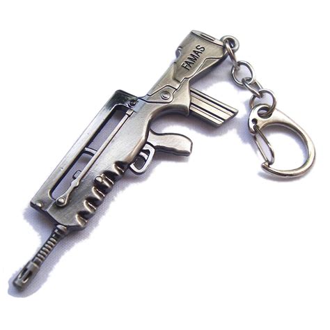 Gun Keychain Metal Weapon FAMAS - Novelty Items Best Collectible and ...