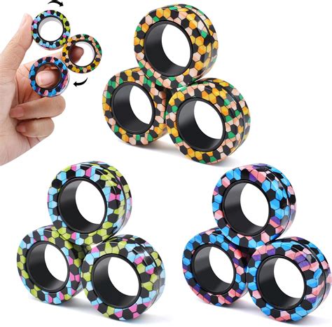 Amazon.com: Cevioce 9Pcs Magnetic Rings Fidget Toy Set, ADHD Anxiety ...