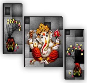saf Set of 3 Ganesha UV textured High Quality MDF Self Adeshive Digital ...