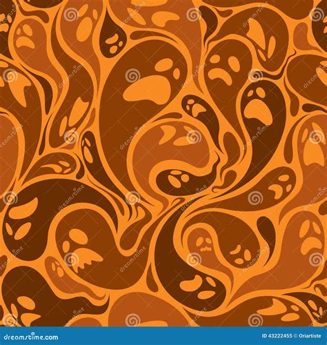 Ghosts Seamless Pattern in Brown Color Stock Vector - Illustration of ...