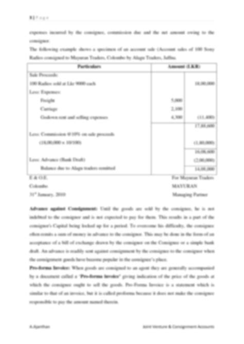 Image result for Consignment Account Format