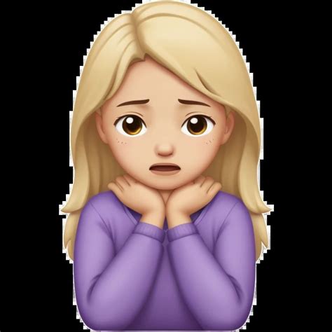 Crossed hands on neck crying girl emoji | AI Emoji Generator