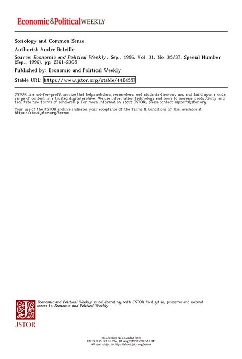 1. Sociology and Commonsense - Sociology and Common Sense Author(s ...