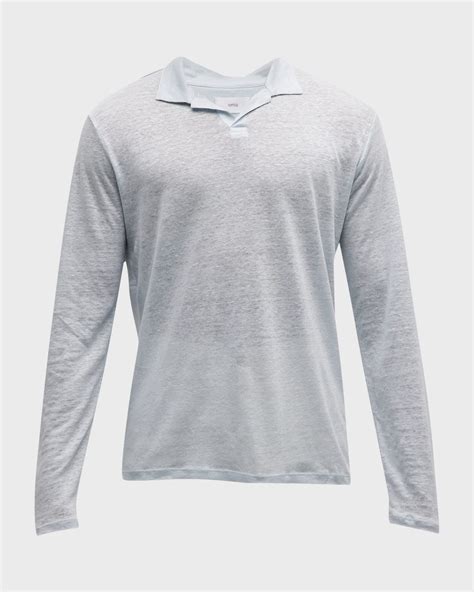 Vince Men's Linen Polo Shirt | Neiman Marcus