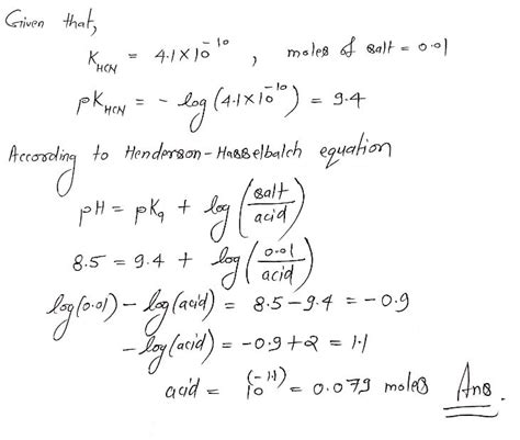 How many mole of HCN are required to prepare one litre of buffer ...