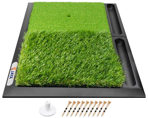 JAYA Golf Hitting Mat with Ball Tray, Heavy Rubber Base, Fairway ...