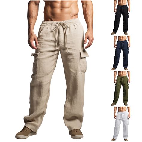 Summer Akafmk Summer Mens Casual Pants,Cotton Linen Pants for Men Loose ...