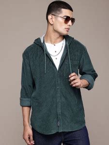 Roadster Men Striped Casual Green Shirt - Buy Roadster Men Striped ...