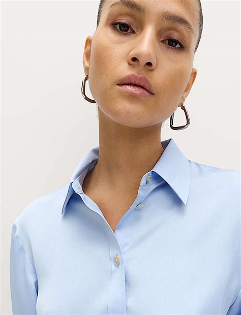 Buy Satin Collared Button Through Shirt at Marks & Spencer