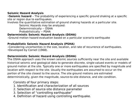 Seismic Hazard Analysis DSHA - Seismic Hazard Analysis Seismic hazard ...