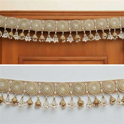 Buy Handmade Beaded Pearl Design Jute Toran Online On Zwende