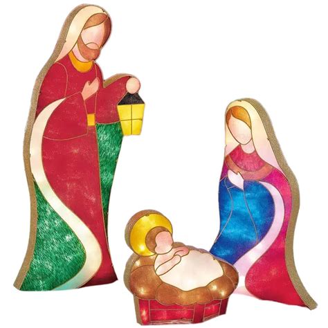 Buy Povanjer Christmas Nativity Scene With LED Lights, Nativity Scene ...