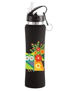 NIRLON Flip Bot Stainless Steel Rubber Finish Water Bottle with Straw ...